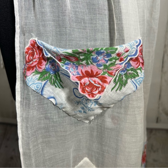 Vintage Handkerchief Floral Hostess Half Apron Handmade Kitchen Cooking Baking - Picture 2 of 16